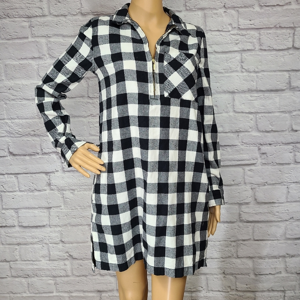Black and white Buffalo Check Plaid Dress